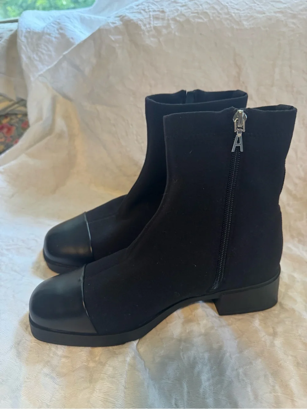 Black Cap-Toe Ankle Boots - Women